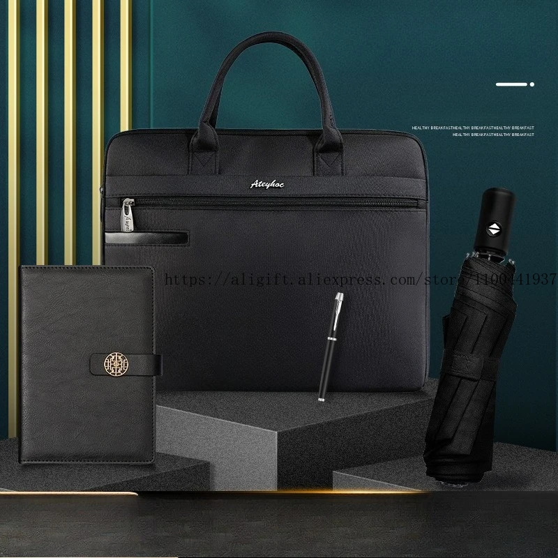 

Custom Business Gift Set Umbrella Notebook Activity Meeting Documents Storage Bag Briefcase for Clients