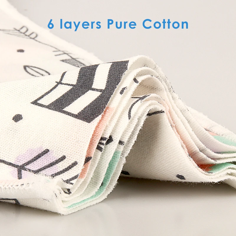 6 Layers Cotton Diaper Insert 35*13.5cm Reusable Washable Nappy Inserts Boosters Liners Use Together with Pocket Cloth Diaper