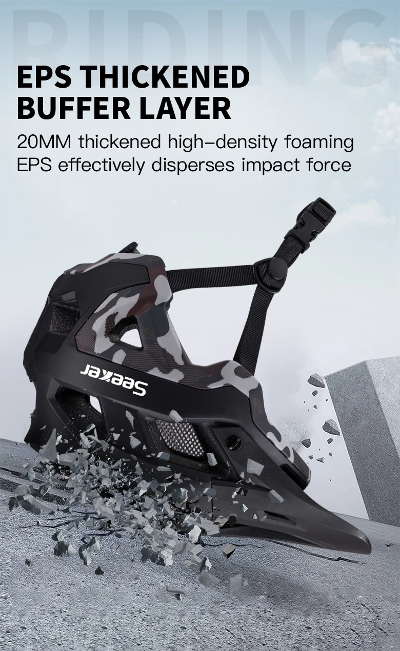Seeker Camouflage Mountainbike-Helm, leichter, atmungsaktiver Rennrad-Fahrradhelm, Fahrrad-Schutzausrüstung für den Außenbereich – Detail 6
