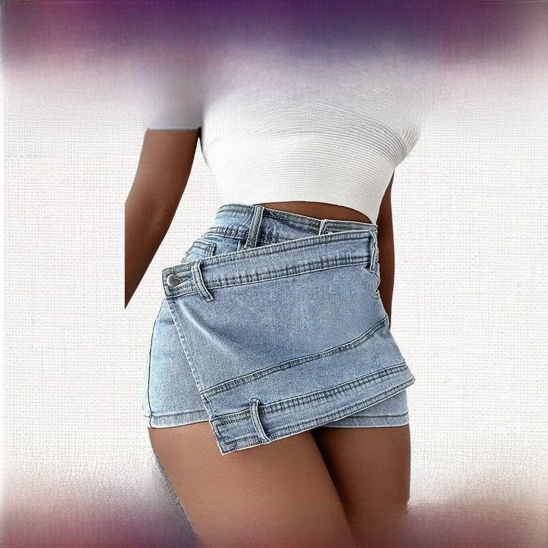 

High Waist Wide Leg Pants Large Size Women's Denim Blue High Waist Princ Sle Waed Effect Casual Trousers