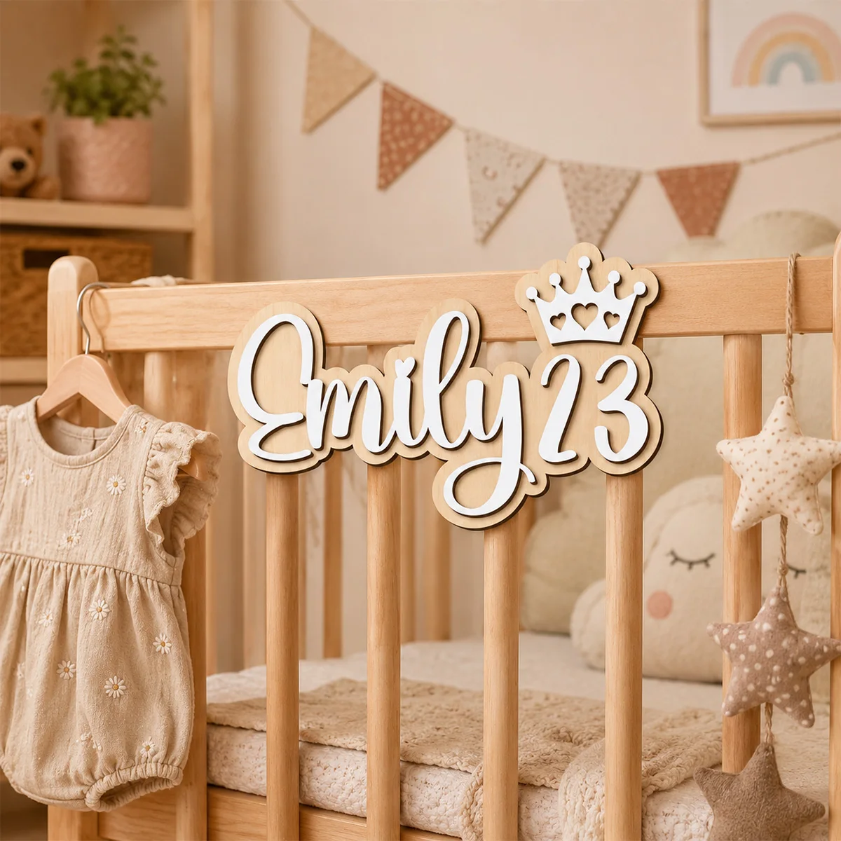 1pc Personalized Wooden Decoration Board for Baby Rooms, Customized Content, Home Decoration, Wall Decoration, Holiday Gifts