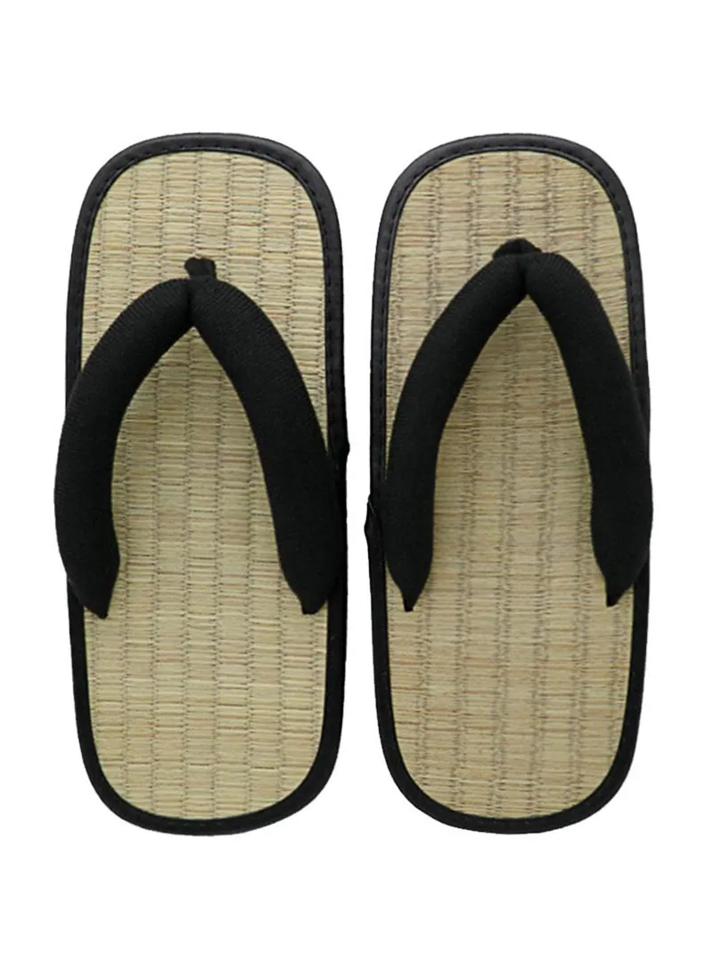 Japanische Strohsandalen Unisex Weiche Sohle Rattan-Stroh-Flip-Flops für Zuhause Sommer Paar Geruchsresistente Natürliche Sandalen Hausschuhe