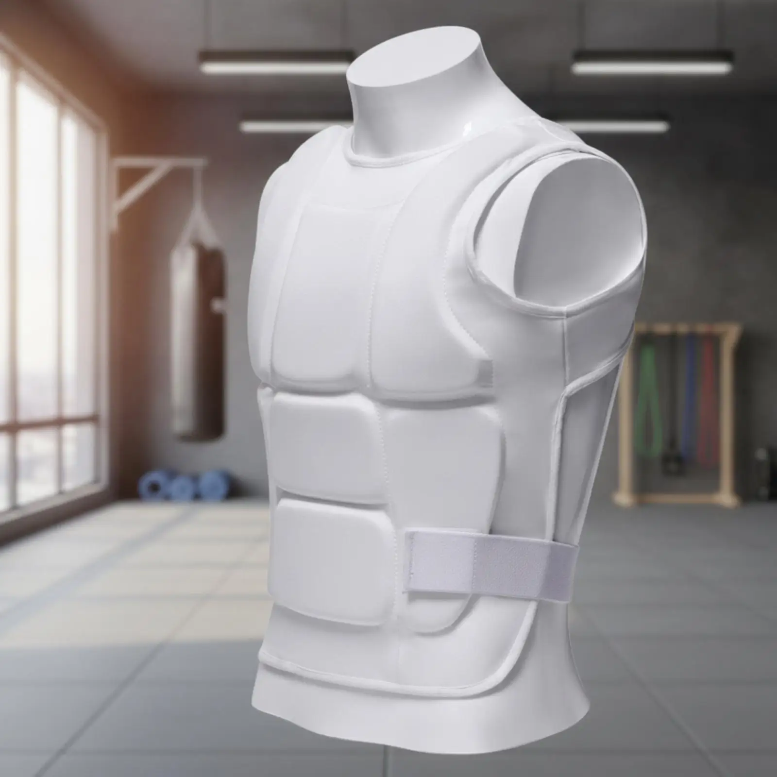 Chest Shield for Karate Training Men Women Lightweight Sleeveless Padded Vest with Contoured Armholes Side Fastening