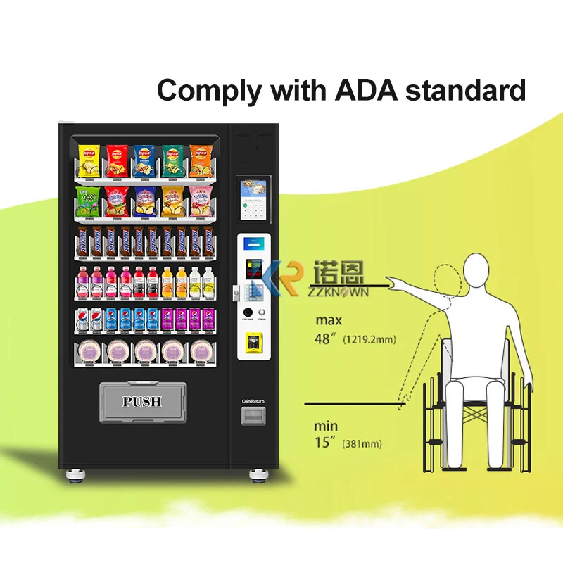 Touch Screen Refrigerated Salad Healthy Food Dispenser Dessert Cupcake Vending Machine Elevator Sandwich Bread Vending Machine