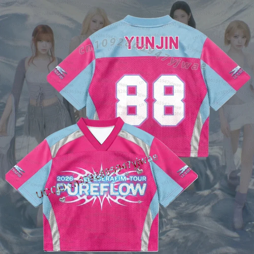 2026 Kpop Pink Jersey C-Chaewon Sakura Fans Graphic Short Sleeved Pop Music Tee Fan Gift Men's Women Cosplay Kids Adult T-Shirts view 3