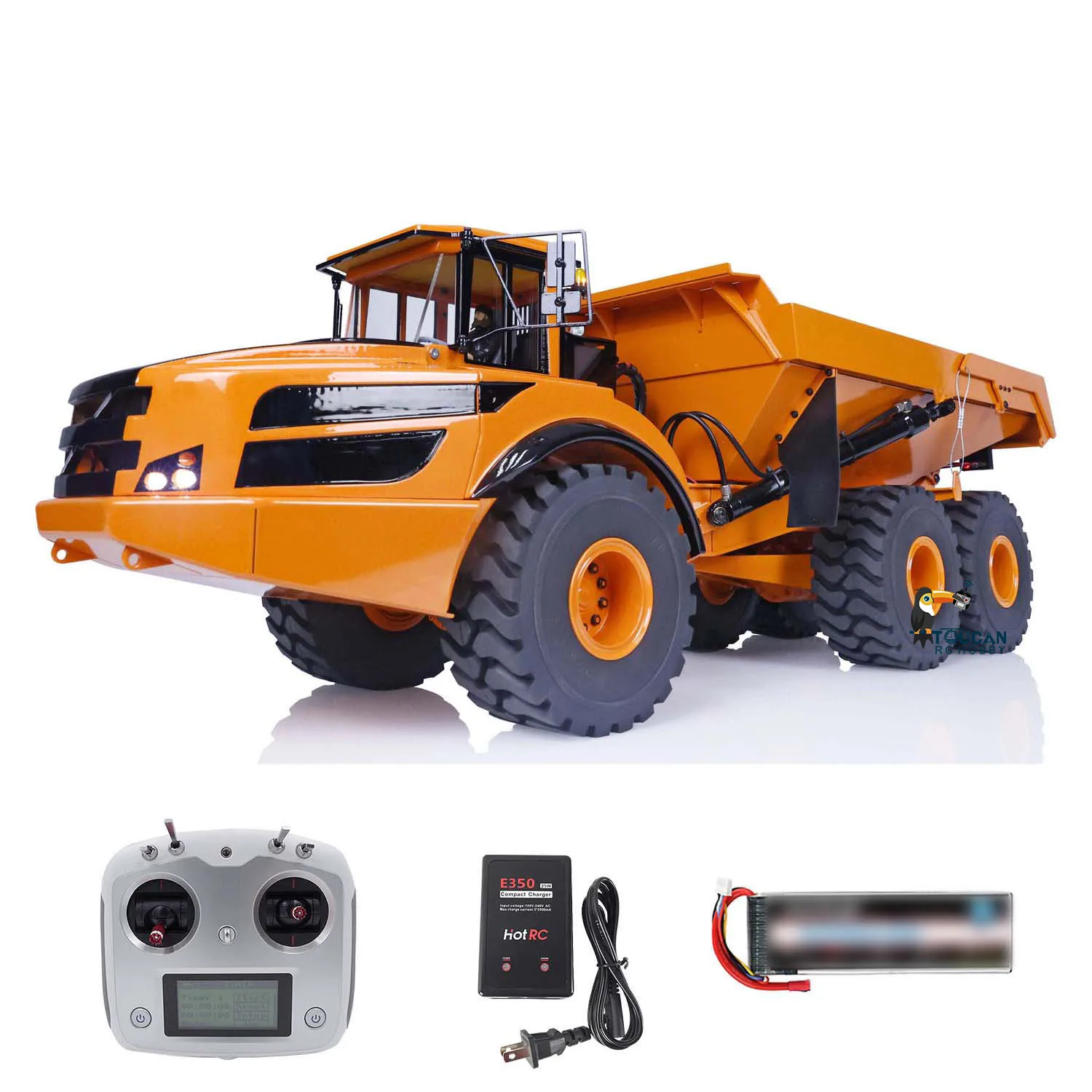 Metallo 1/14 6X6 Sollevamento Idraulico RC Articolato Camion Dumper Auto Tipper RTR Assemblato Verniciato Radiocomando Modello THZH1372-SMT9