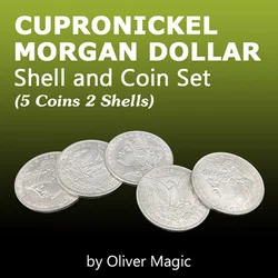 Cupronickel Morgan Dollar Shell and Coin Set (5 Coins +1 Head Shell +1 Tail Shell) by Oliver Magic Tricks Close Up Gimmick Props