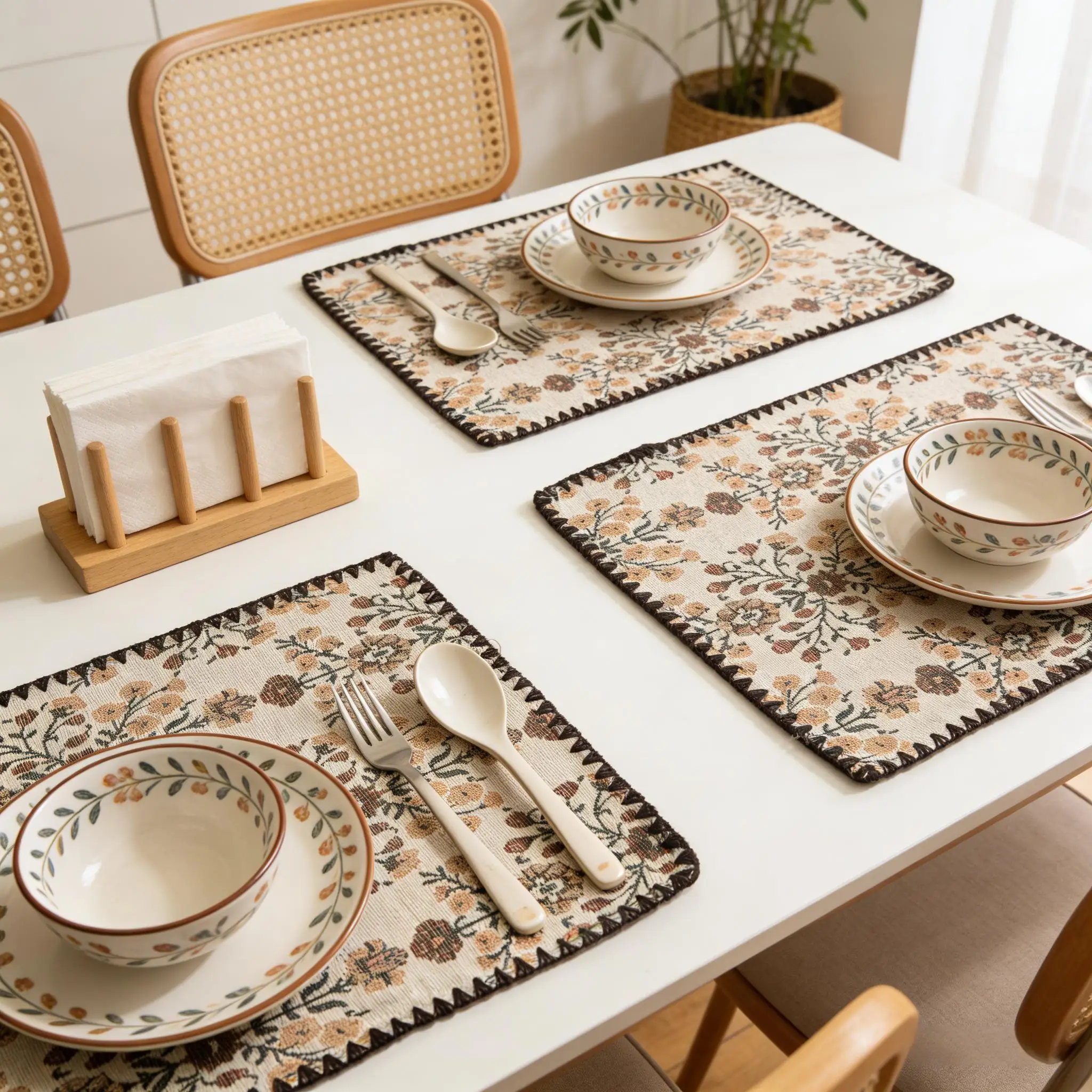 Soft Washable Placemats for Dining Table Cotton Linen Cloth Place Mats for Kitchen Tabletop Cotton Table mats 12 x 18 Inch