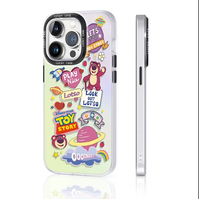 Disney Lotso Plain Multistep TPU Phone Case For iPhone 15 14 13 12 11 Pro Max XR XS X 7 8 Plus Y2K Girl Cartoon Lovely Cover