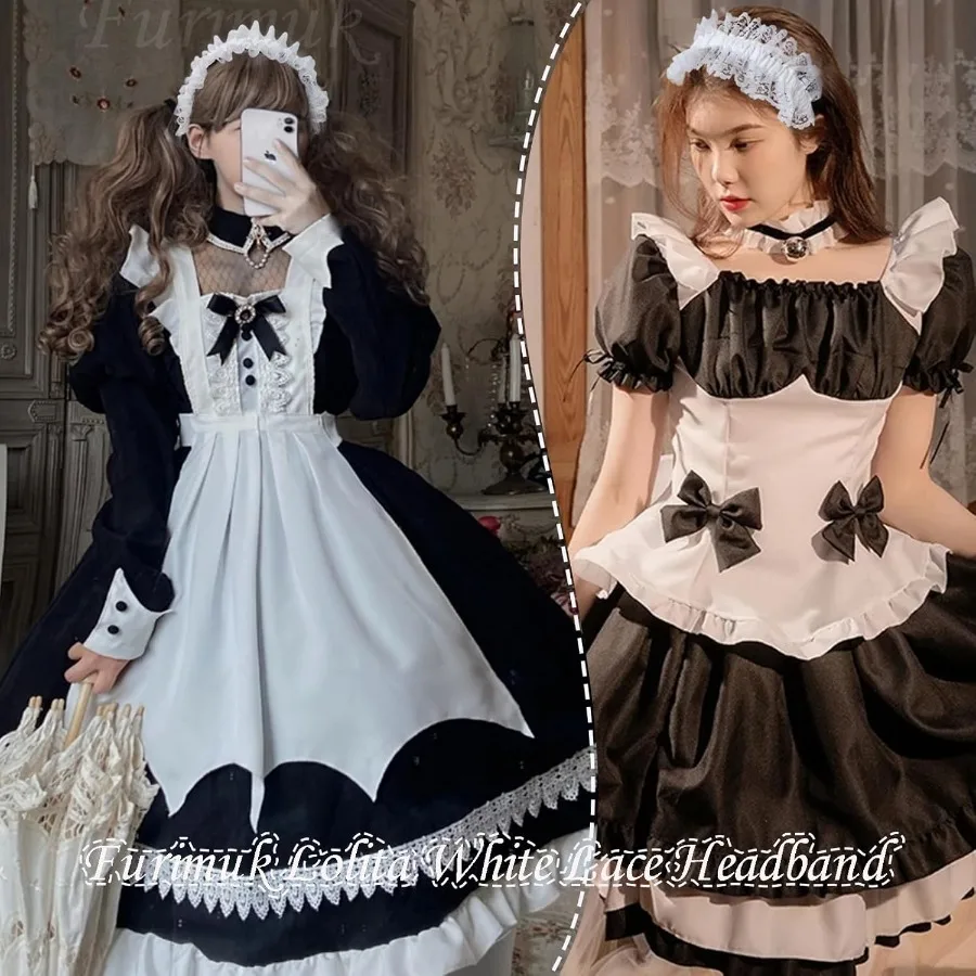 White Lace Headband Headdress for Gothic Vintage Cosplay: Elegant Hair Accessory Perfect for Tea Party PrincessThemed Events an