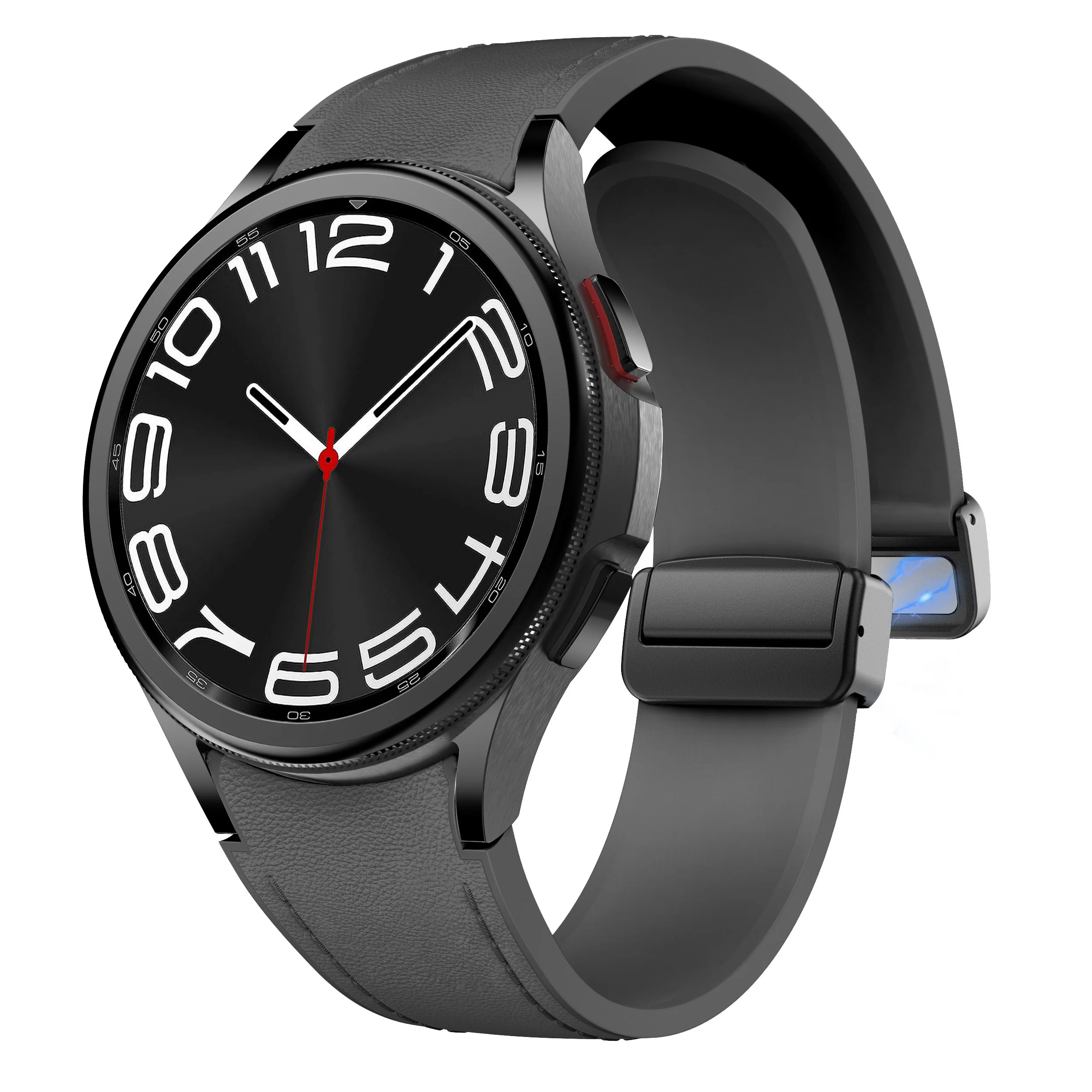 Genuine leather and silicone strap compatible with Samsung Galaxy Watch 4 Classic