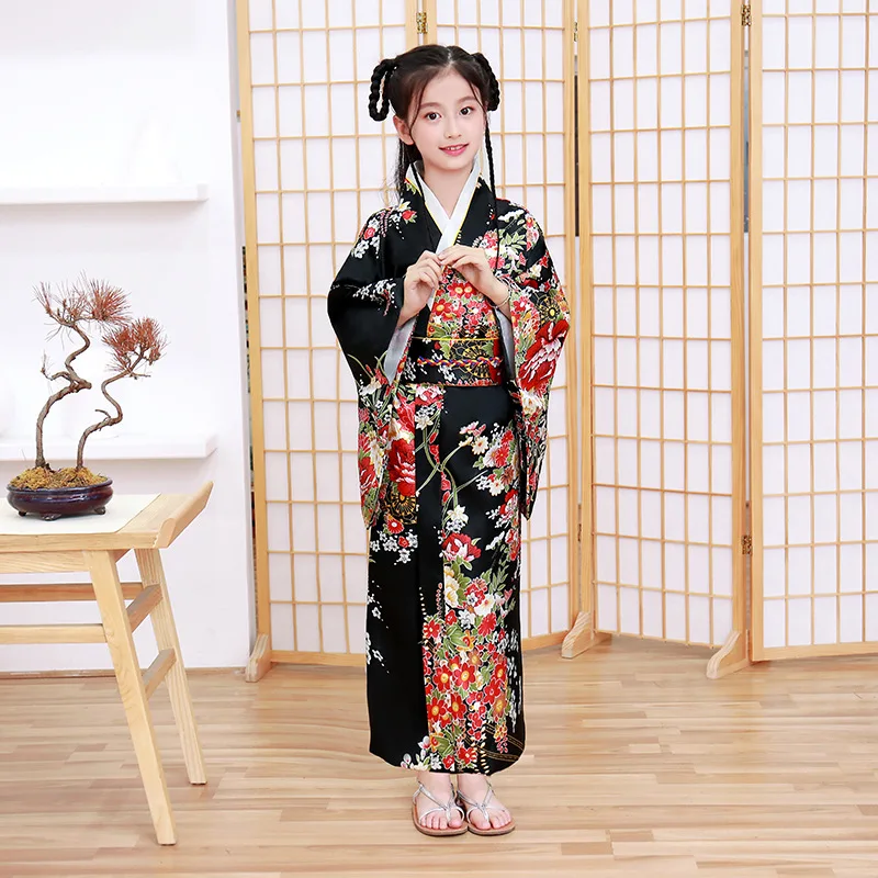 2025 Kimono Dress Japanese bathrobe Print Japanese Kimono Sets for Girls' Cosplay School Performances Traditional for Elementary