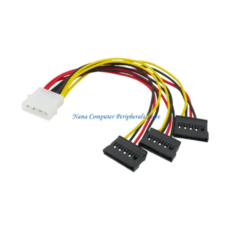 F68C 4Pin to 3 15Pin Drive Power Split Cable, Three-Way 18Cm Desktop Case Wiring for Tower Build and Repair Work