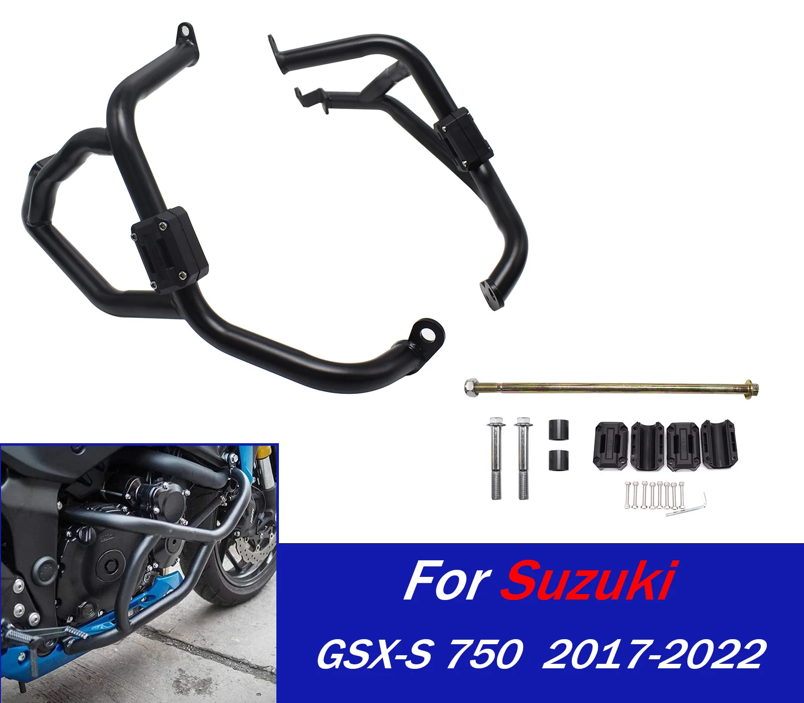 

For GSX-S750 GSXS750 CrashBar Frame Bumper For Suzuki GSX-S GSXS 750 2017-2022 Motorcycle Highway Engine Guard Fairing Protector