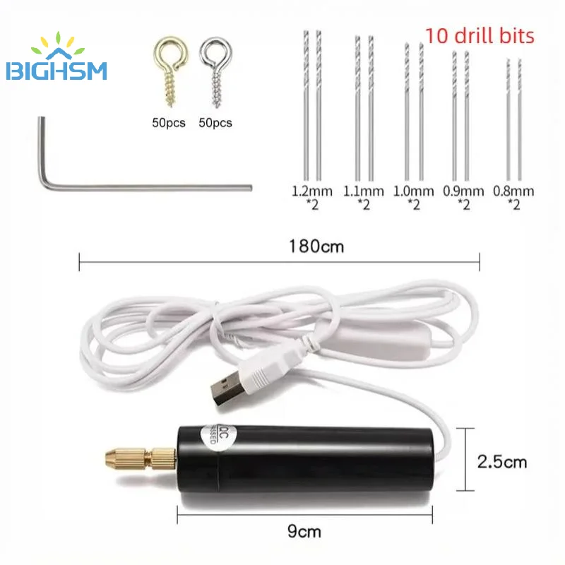 1 Set USB Powered Mini Electric Grinding Pen DIY Tool Handheld Mini Electric Drill For Epoxy Resin Jewelry Making Wood Craft