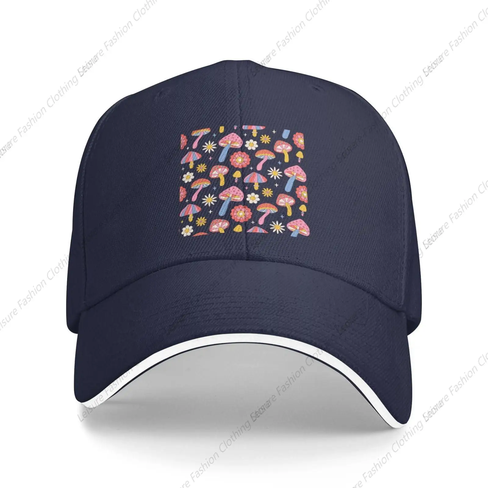 Mushroom and Chrysanthemum Seamless Figure Baseball Cap Women Men Hat Adjustable Golf Caps Dad Sun Hats