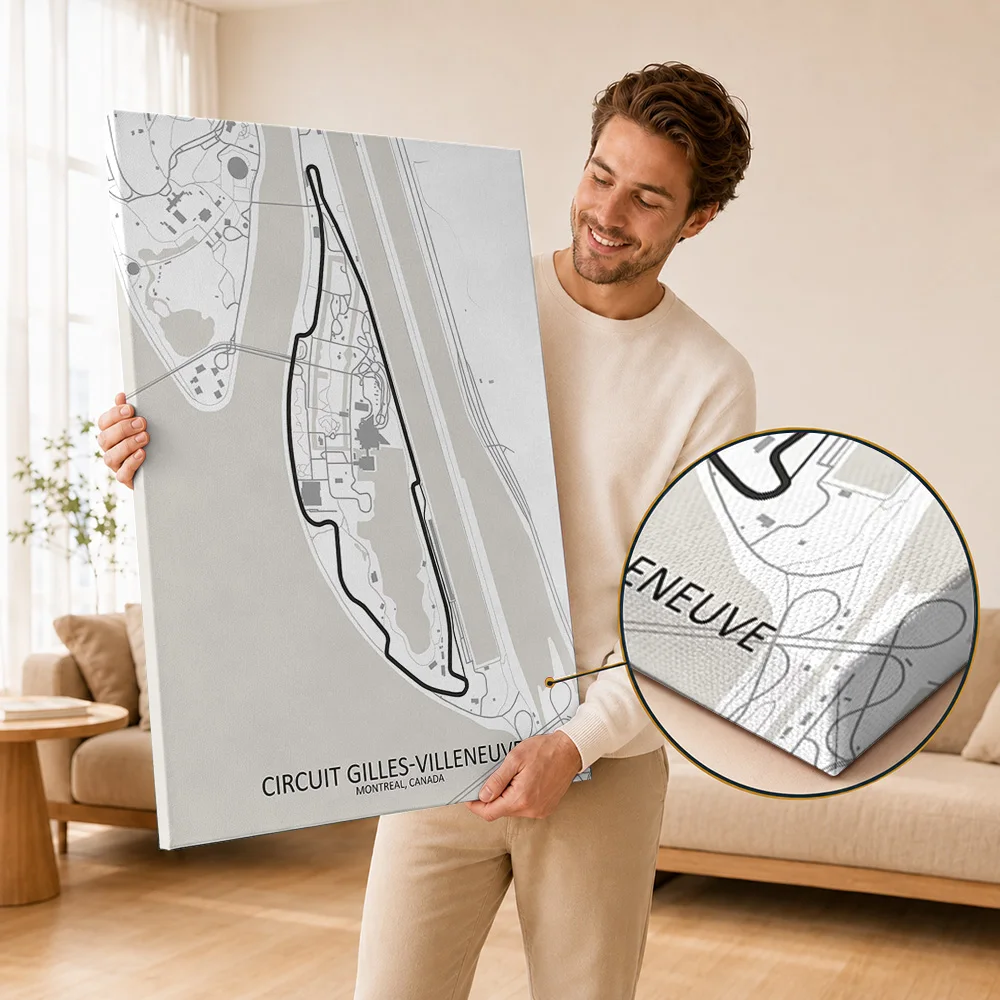 Circuit Gilles Villeneuve Framed Canvas Poster Customized Photo Classic Competition Inspired Style Wall Art Suited For Bedroom