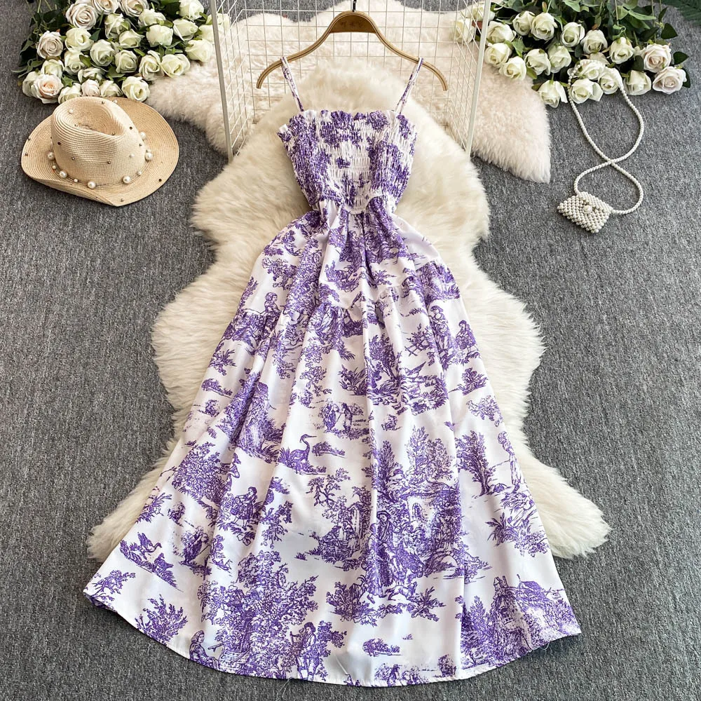 Women Dress 2026 New Summer Fashion Fairy Mesh Party Dress Korean Pop Floral Print Vacation Beach Dress Streetwear Sundress