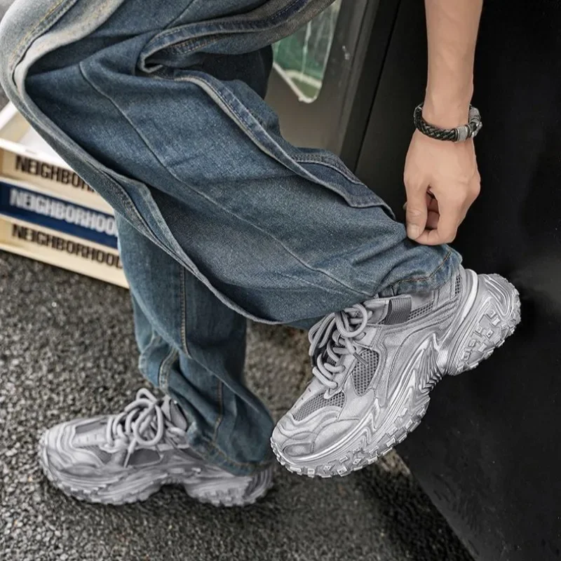 أحذية LiveDay الرجالية الكلاسيكية لزيادة الارتفاع للخريف العصرية مع قاعدة سميكة للأحذية الرياضية المكتنزة المريحة العصرية