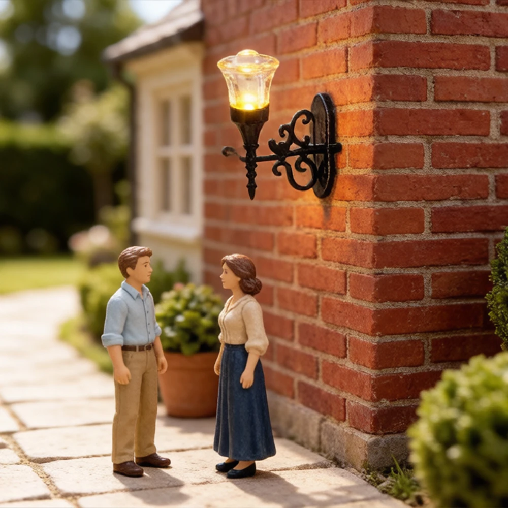 5PCS Miniature Retro Wall Lamp 12V with Resistor Model Light For Dollhouse Decor Railway Train Street Garden Scene Accessories view 6