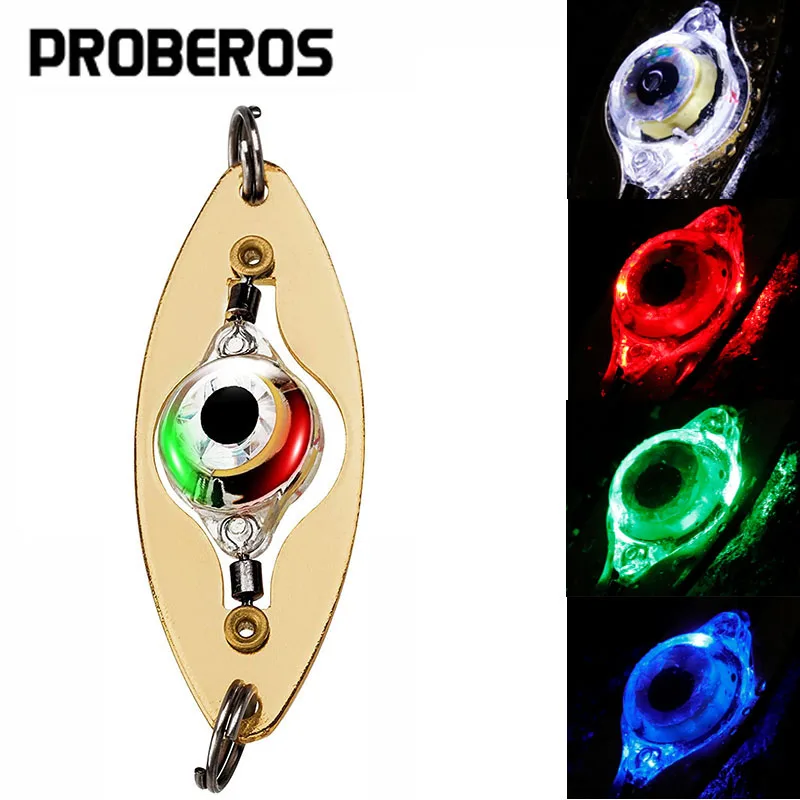 Rotatable LED Fishing Lure Light Deep Drop Fishing Spoons Underwater Eye Shape Fishing Lure Light Tackle Equipment Accessories