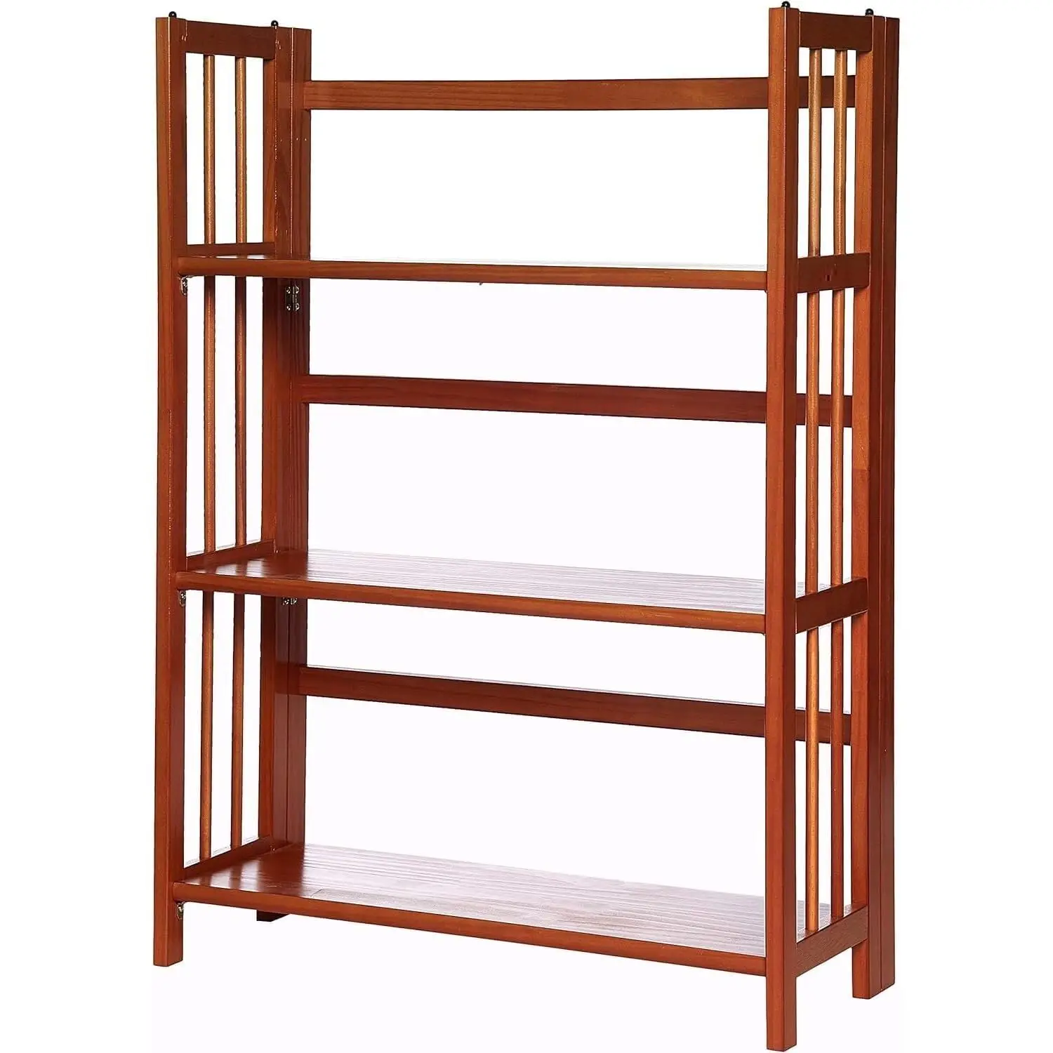 3-Shelf Stackable Folding Wood Bookcase, Office & Home Storage, Sturdy Wooden Shelving, Mahogany/27.5