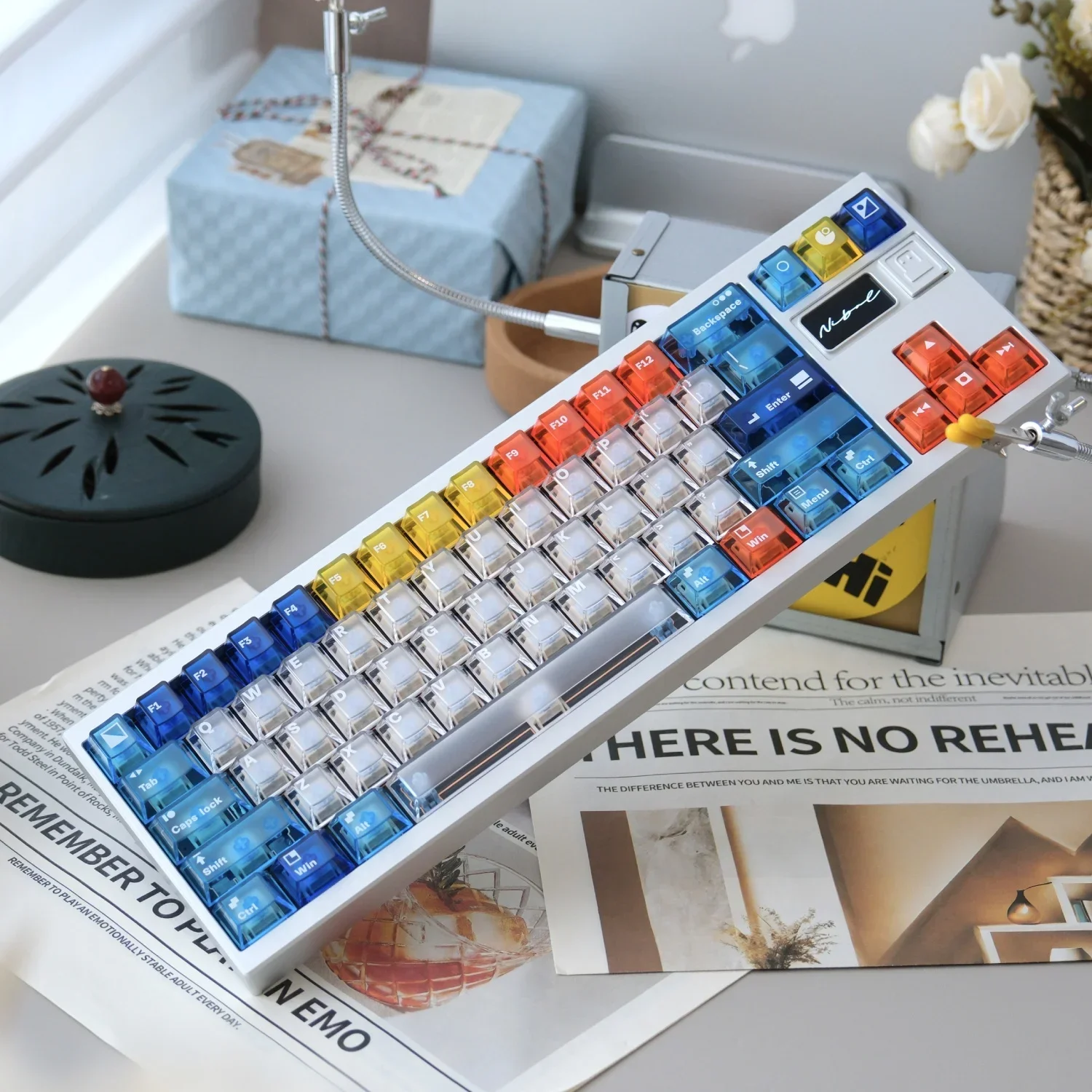 QUER Vela70 Kit Keyboard Mekanis Tri Mode Kit Keyboard Nirkabel GASKET 4 Layar Hot Swap Keyboard Aluminium Aksesori PC