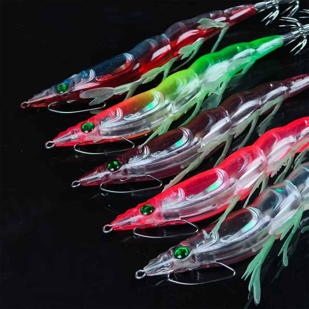 5PCS/SET 17.6G/13CM Squid Jig Egi UV Glow Luminous Shrimp Lure Sharp Hook Saltwater Bait for Squid Cuttlefish Octopus Fishing view 6