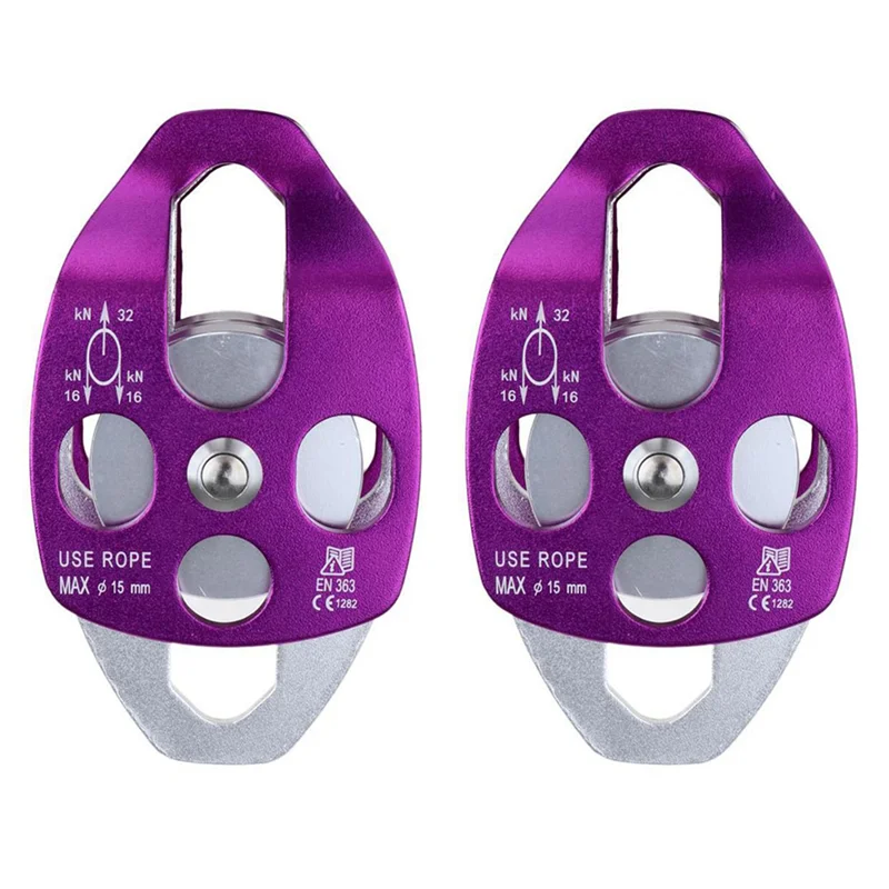 【FAVORITE!】2X Double Pulley For Hauling System Climbing Rescue Dragging Climbing Double Pulley Lifter Outdoor Climbing Accessori
