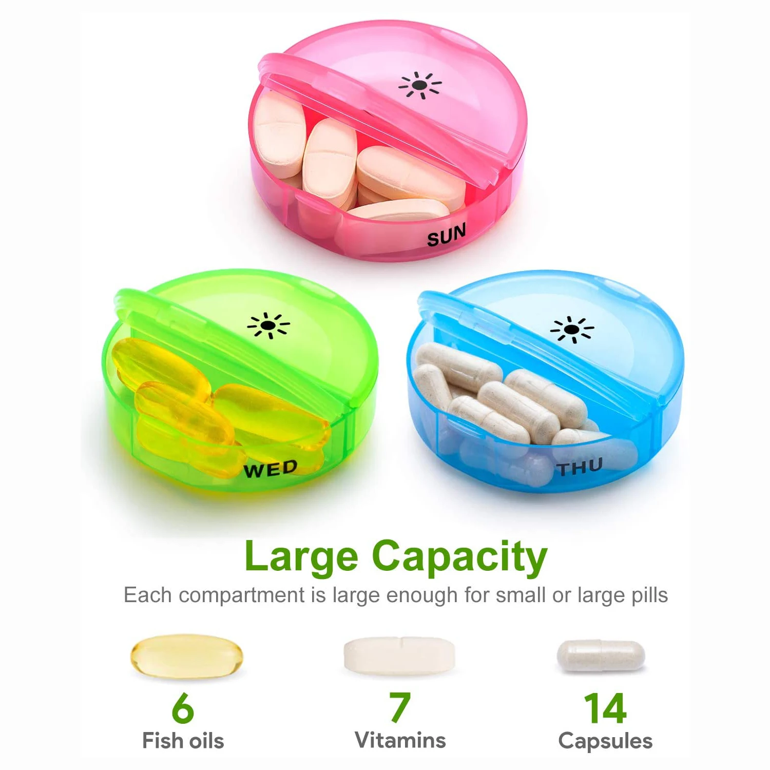 Extra Large Monthly Pill Organizer 2 Daily, Daily Pill Box Container Large Compartment for Pills Vitamins Fish Oil Supplements