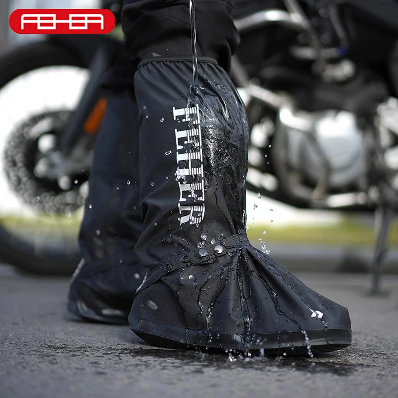 

FEHER Boot Gaiters High Tube Waterproof Anti-Mud PVC Coating Adjustable Motorcycle Shoe Cover Suitable for Rainy and Snowy Days