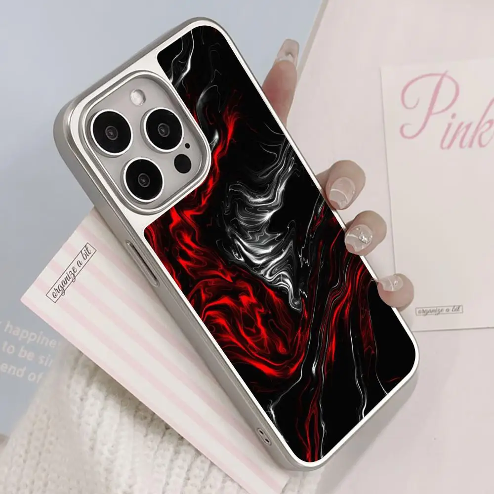 

Curved Art Painting Phone Case for iPhone 17 16 15 14 13 12 11 Air Pro Max Plus Electroplated Silver Cover
