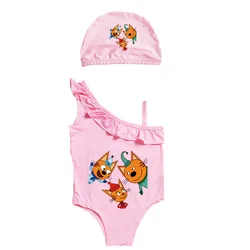 Kid E Cats Russian Три Кота My Family Three Happy Cats Clothes Kids Summer Swimwear Toddler Girls Sleeveless One Piece Swimsuits