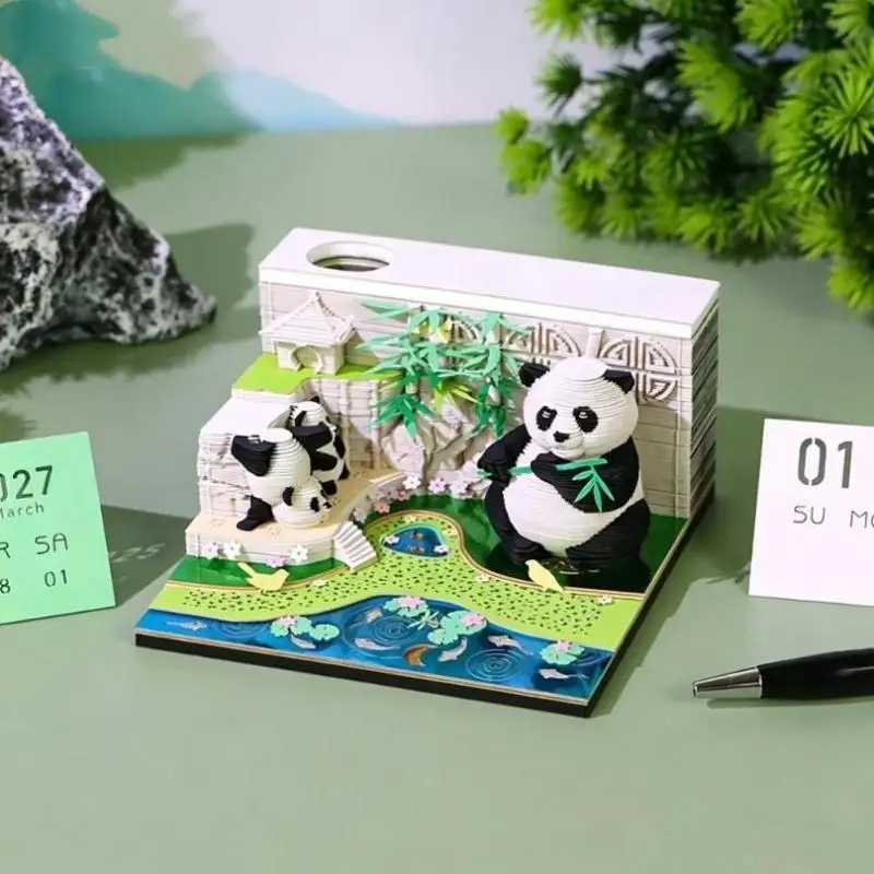 Time Piece Calendar 2027 Desk Calendar 3D Tear-away Calendar Paper Carving Art Memo Pad Notepad Christmas Desktop Decoration