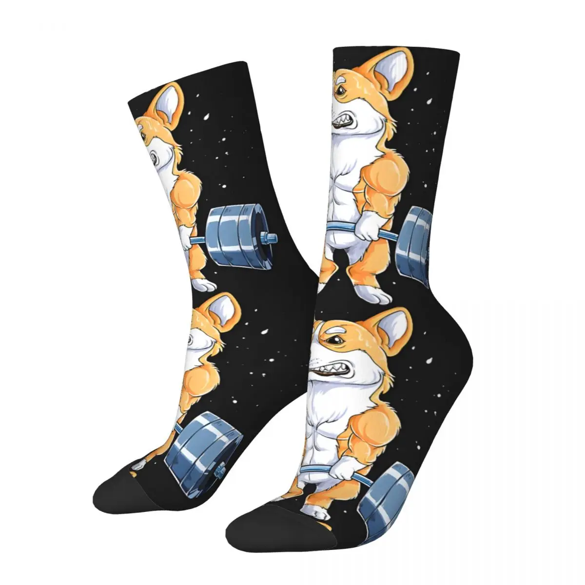 Corgi Weightlifting Dog Deadlift Fitness Gym Workout Unisex Winter Socks Hip Hop Happy Socks street style Crazy Sock