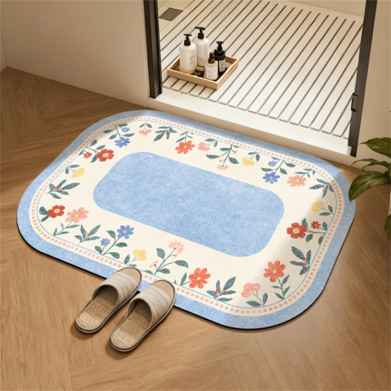 Small Fresh Absorbent Diatom Mud Floor Mat Non-Slip Bathroom Door Mat Easy Maintenance Household Mat for Kitchen Or Bathroom