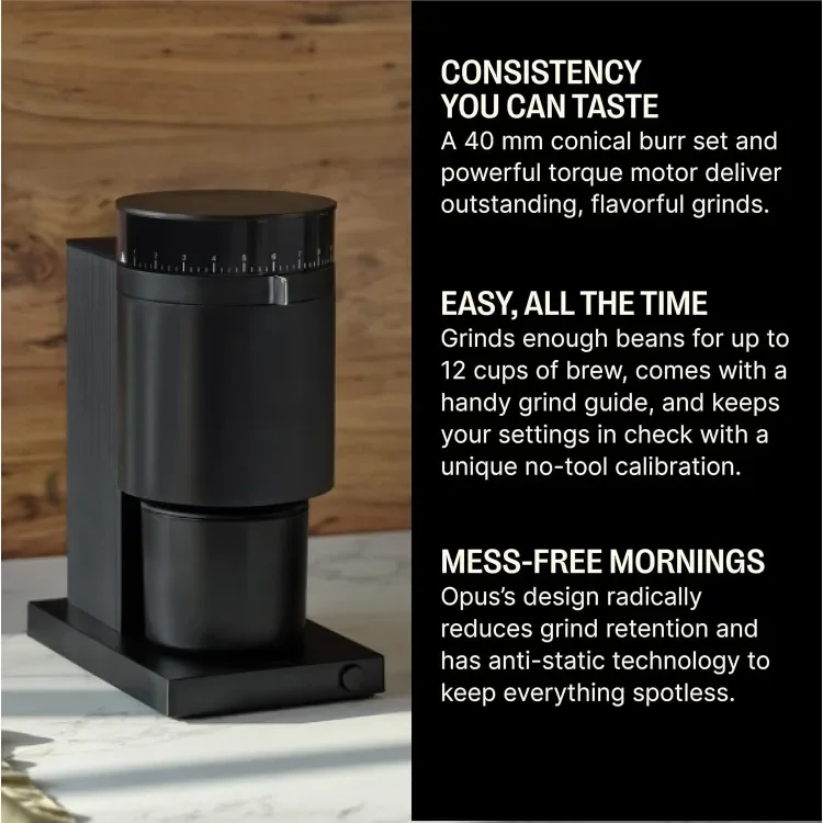 Opus Conical Burr Coffee Grinder - All Purpose Electric - Espresso Grinder with 41 Settings for Drip, French Press, & Cold Brew