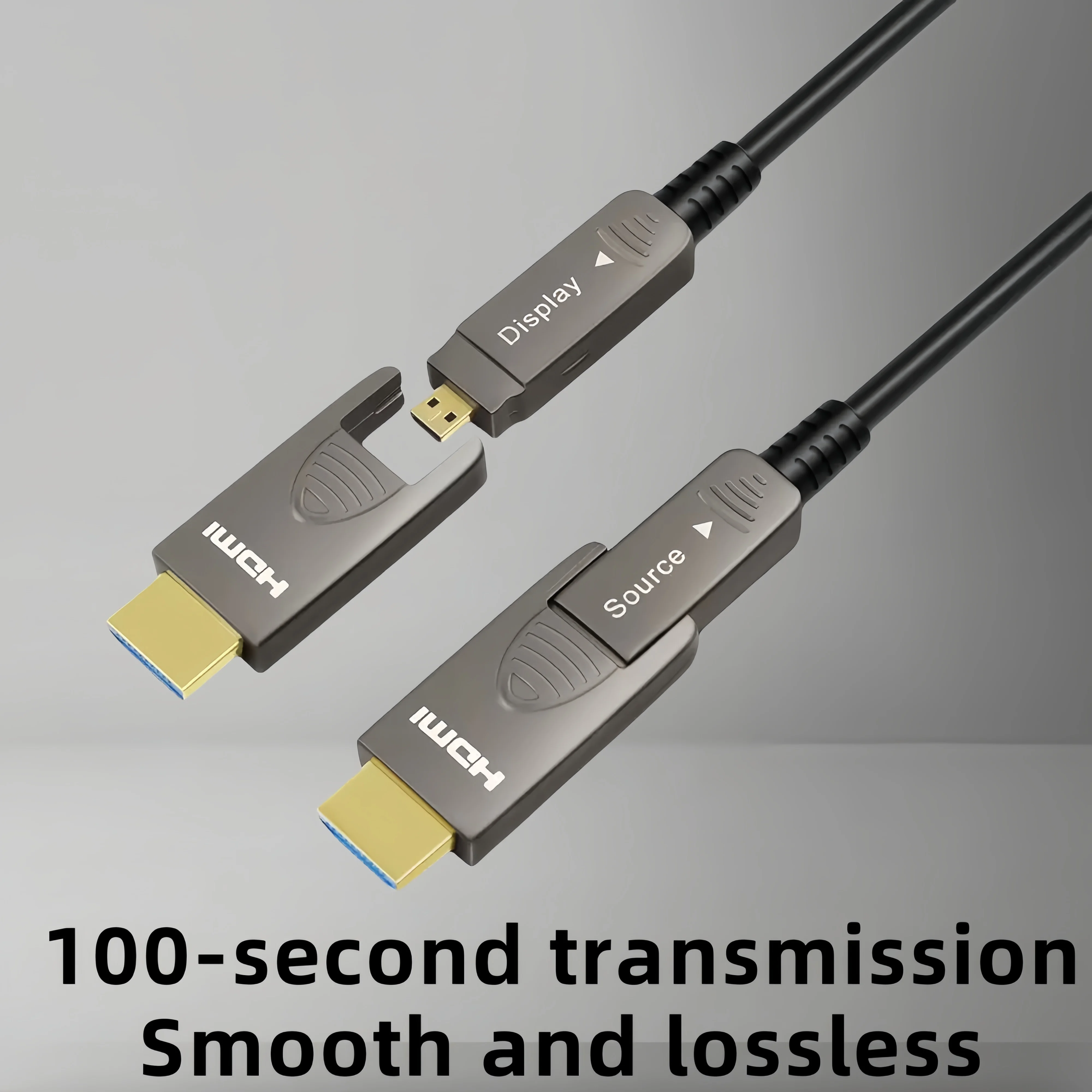 Cabo de fibra óptica de alta resolução 8K para HDTV 48Gbps 2.1 Versão Conector destacável PVC EARC HDR10 + Microfone Alto-falante