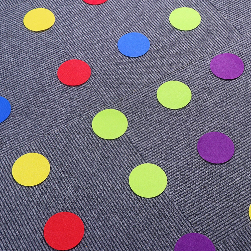 

30 pcs Colored Carpet Stickers Reusable Non Damage Spot Marker for Teaching Training Classroom Family Fun Circular Game