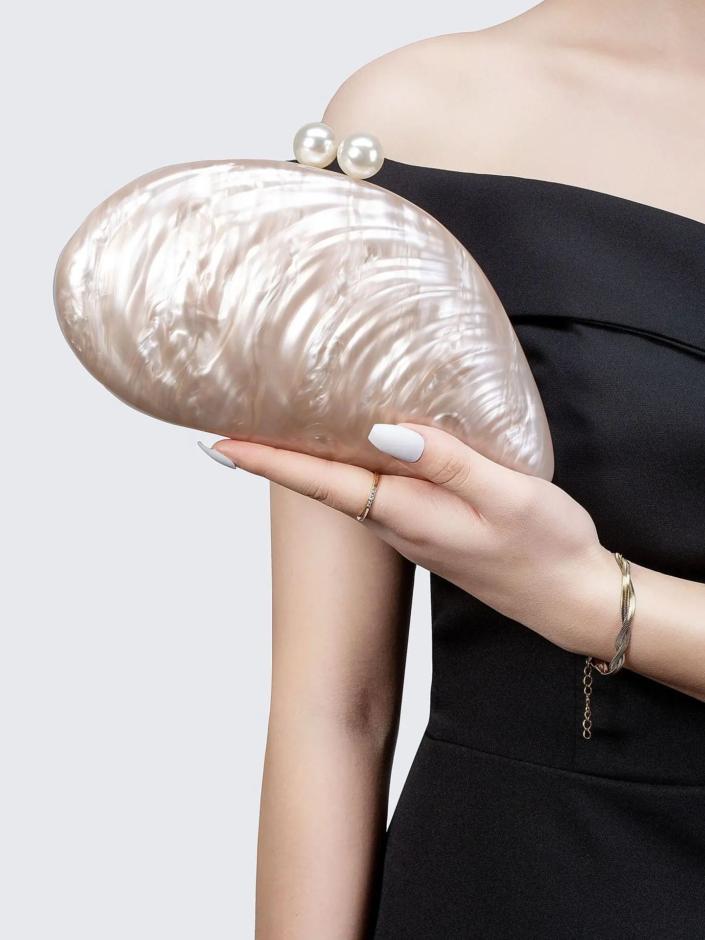 2025 Spring Summer New Bridal Bridget Pearl Shell Clutch Purse Bag For Women