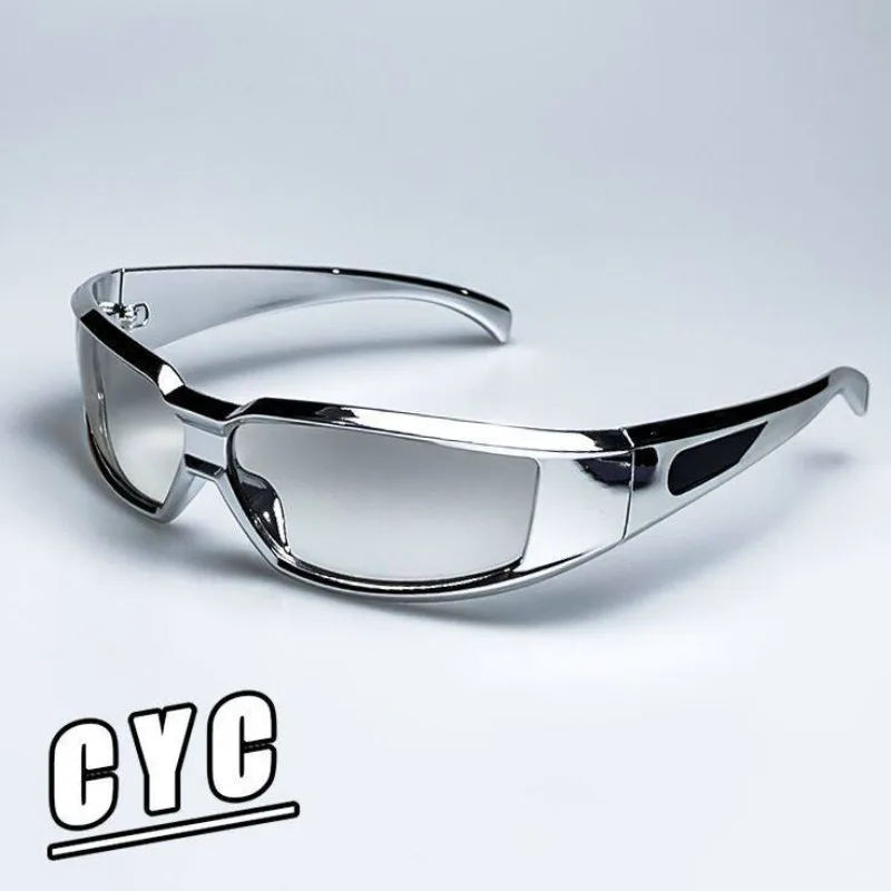 Futuristic silver outdoor riding sunglasses men's and women's dust-proof goggles sunglasses