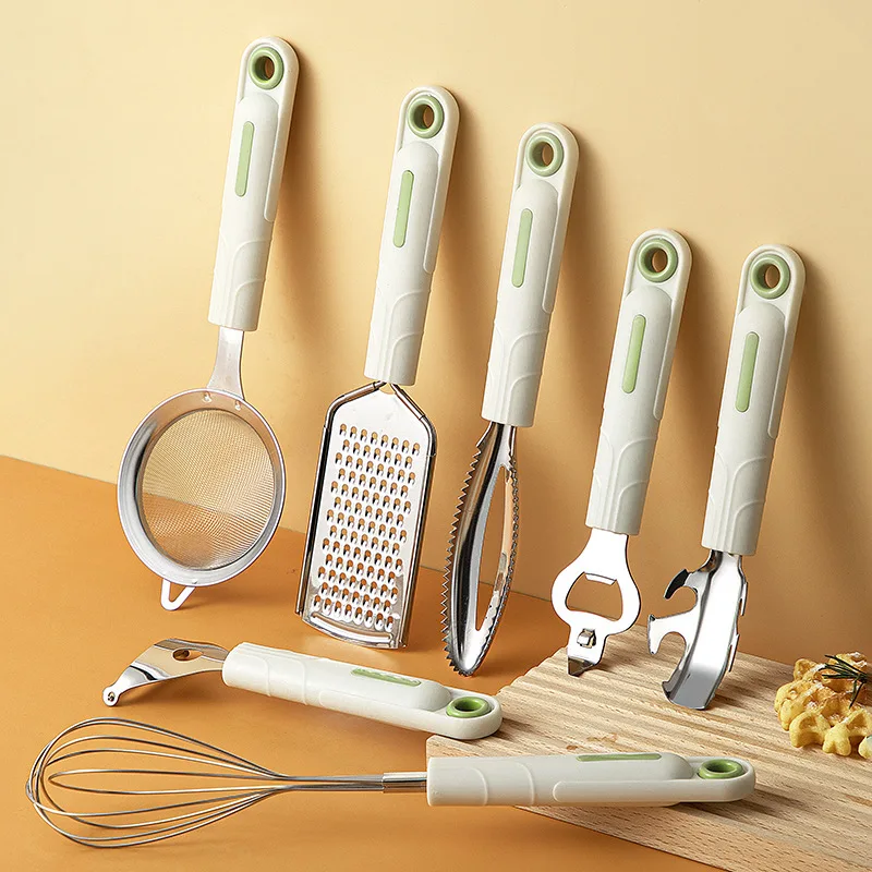 Stainless Steel Kitchen Multi-Tool with PP Handle, for Slicing Grating Peeling Can Opening & More