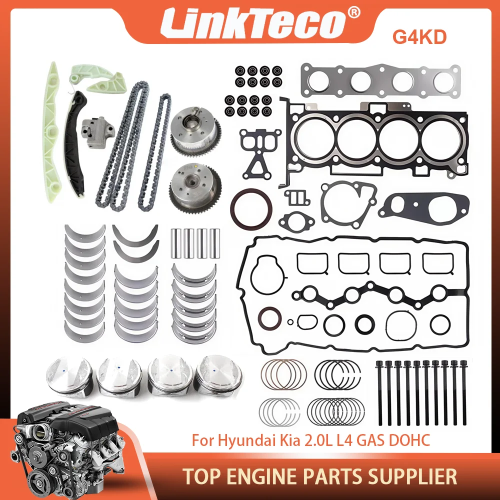 Engine Timing chain kit & piston bearing Gasket Bolts Set Fit G4KD 2.0 L T L4 GAS For Hyundai ix35 Kia Optima 2.0L 2008-2015