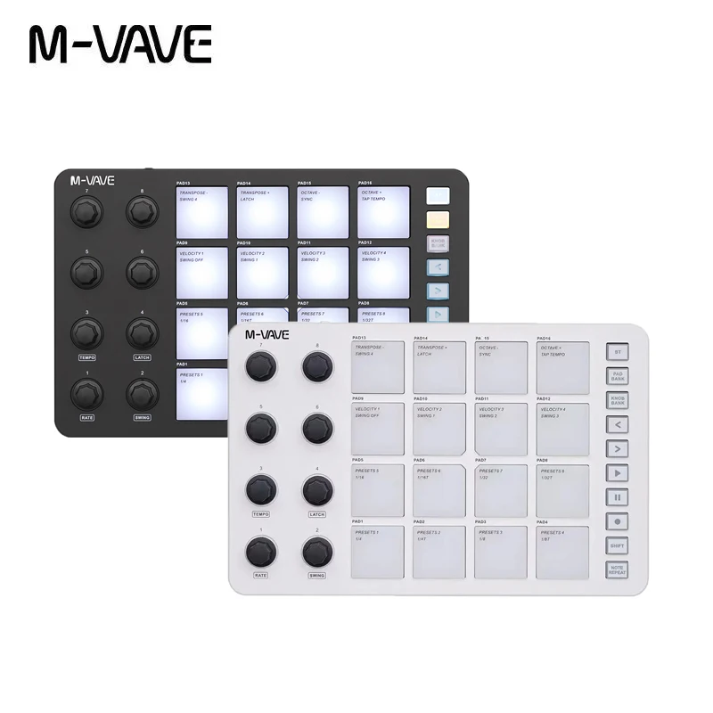 LaunchPad inalámbrico M-VAVE SMC-PAD, controlador MIDI de 16 almohadillas, almohadilla compacta adecuada para artistas principiantes