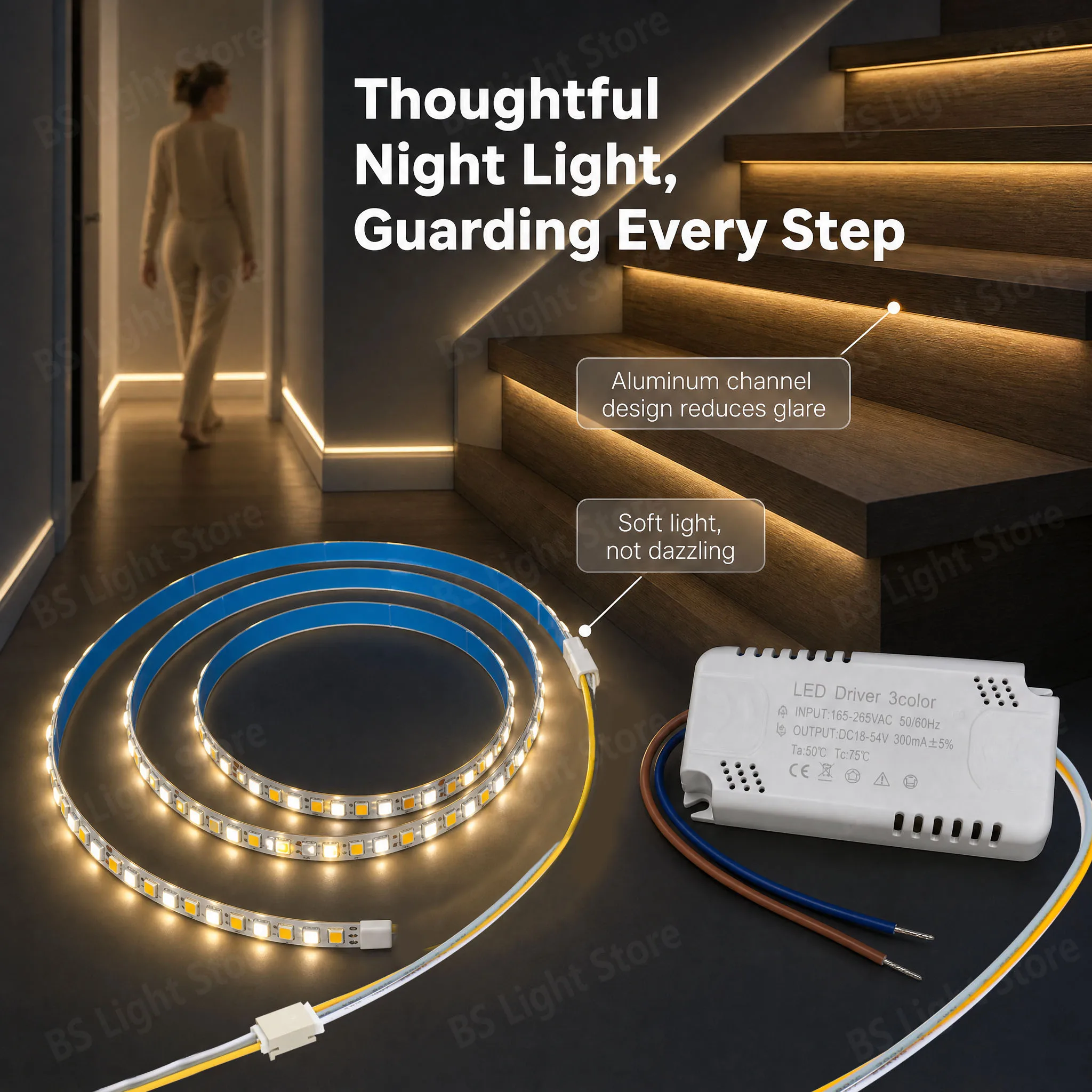 A Set LED Bead 1 meters 2835-Width 7mm-200D 280mA LED ribbon Paired with driver 3colors light belt  Indoor ambient lighting Diy