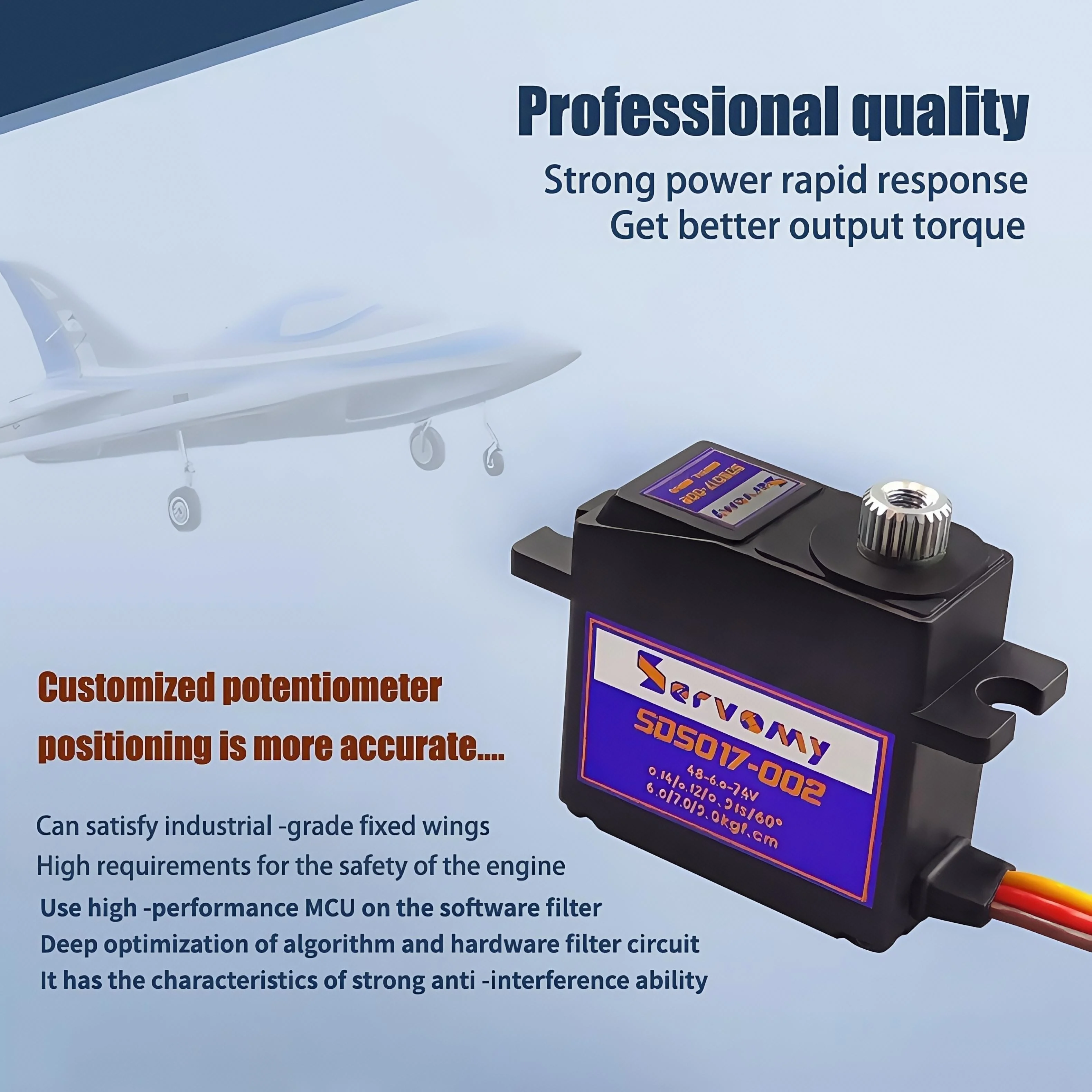 Servomy-SDS017, 17G Full Metal Gear Micro Servo Digital de Alto Torque, 10kgf.cm 0,09s 8,4V, Rolamentos de Esferas Duplos, Para Carro Robô 1/18