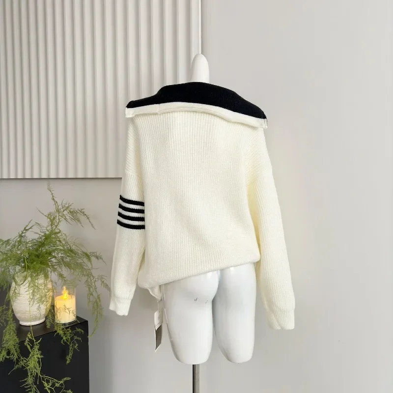 Winter Korean Fashion Knitted Sweaters Long Sleeve Hooded Cardigan Coat Daily Casual Style Loose Zipper Design 2024 New Clothing