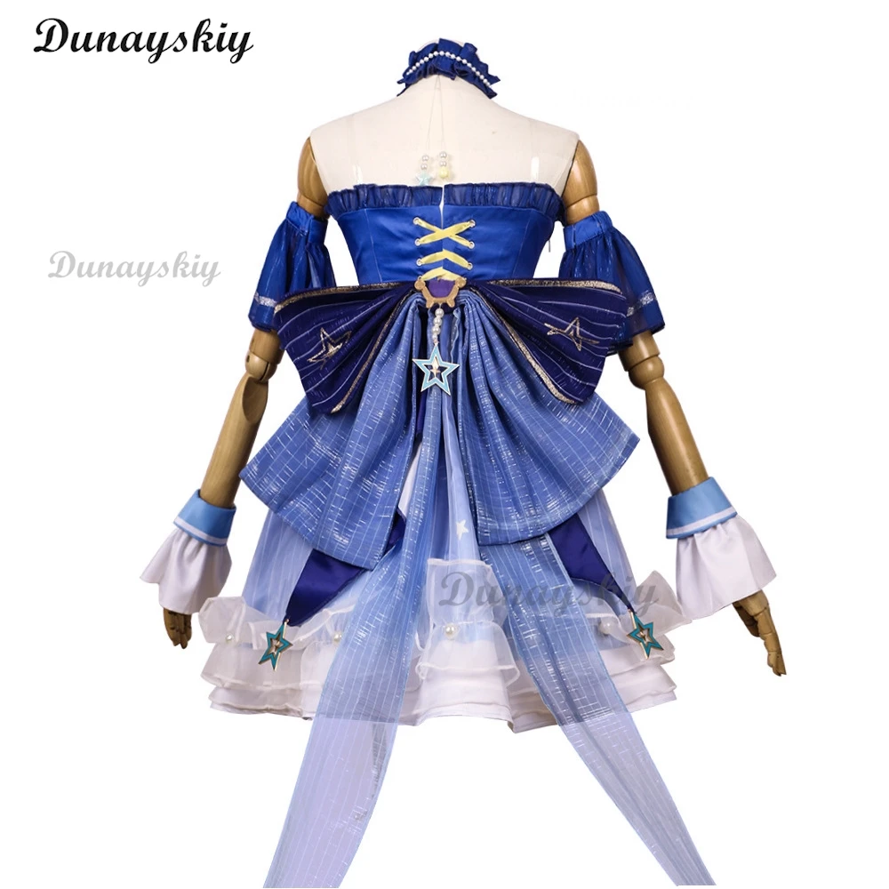 Juego Infinity Nikki, disfraz de Cosplay de burbujas brillantes, peluca, falda de Cosplay de Lolita, vestido azul para mujer, vestido Kawaii de Halloween personalizado