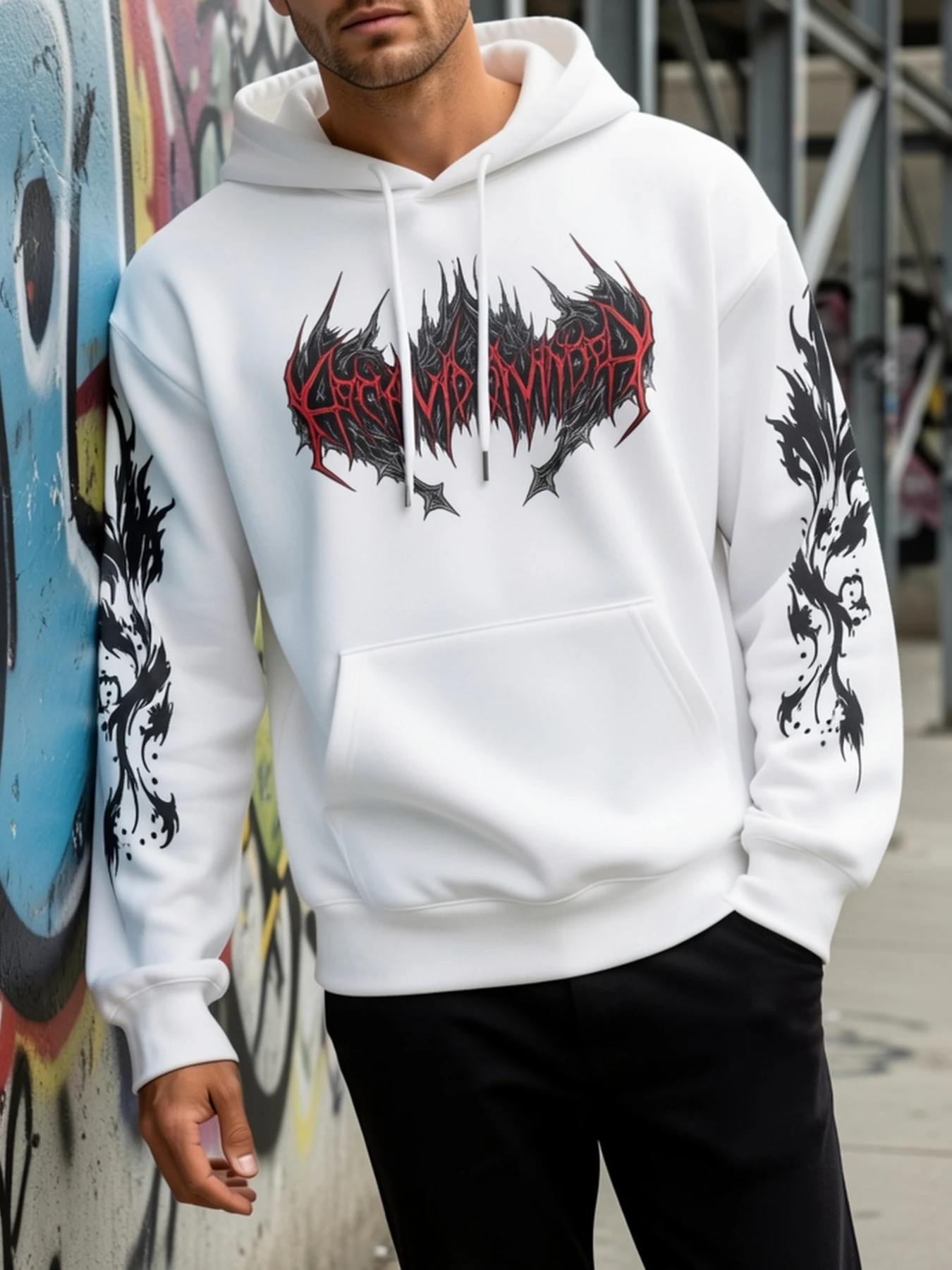 The Divine Dragon Descends, Bestowing Blessings from Above: Men's Casual Ink-Wash Style Dragon and Cherry Blossom Sweatshirt