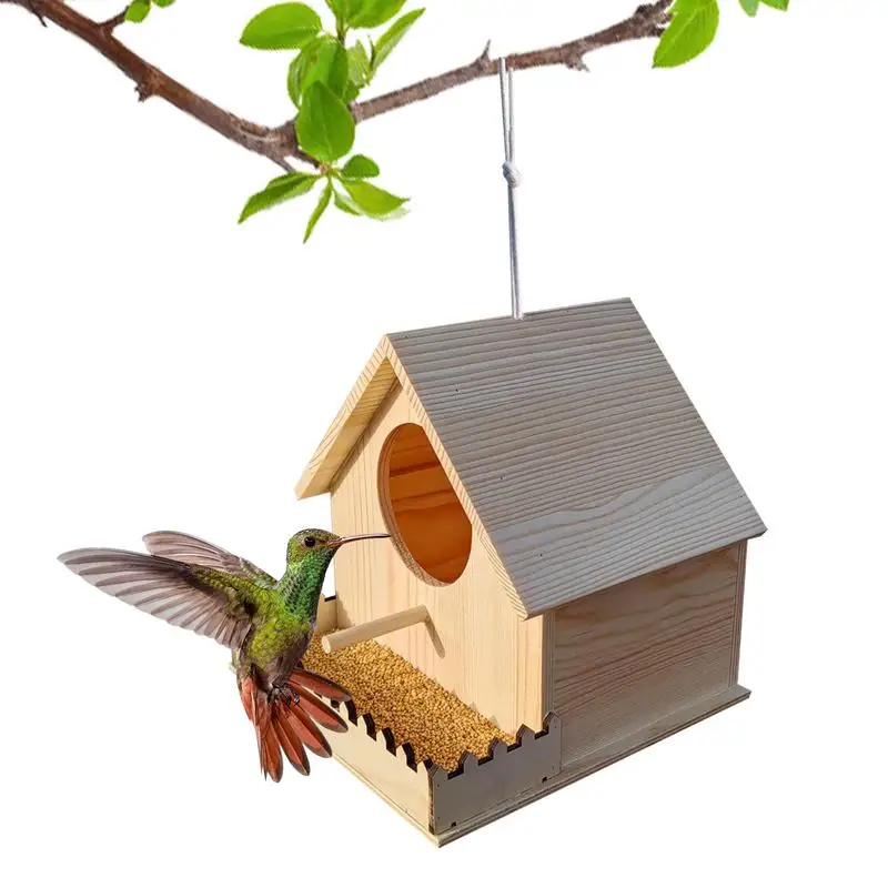 

Bird Nesting Box Bird Cage House Ventilated With Perch Feeder Warm Breeding Habitat For Hummingbird Parrot Cockatiel Orchard
